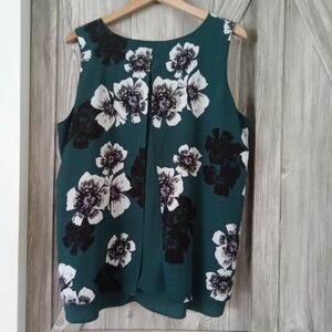 Ricki's Green Floral Split Back Tunic Top XL